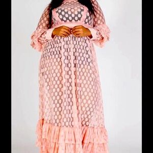 Sheer ruffle maxi dress